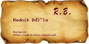 Rednik Béla névjegykártya